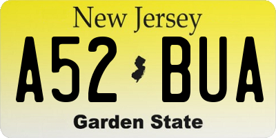 NJ license plate A52BUA