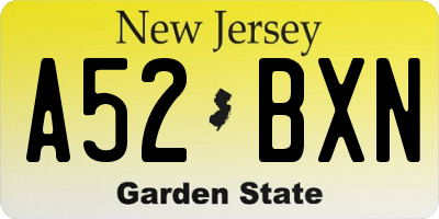 NJ license plate A52BXN