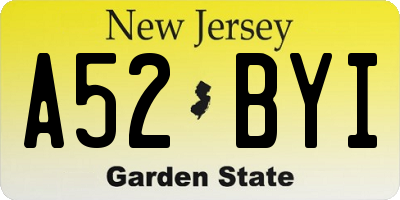 NJ license plate A52BYI