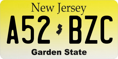 NJ license plate A52BZC