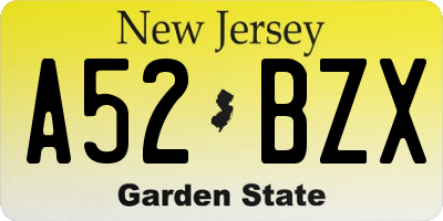 NJ license plate A52BZX