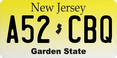 NJ license plate A52CBQ
