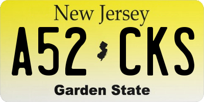 NJ license plate A52CKS