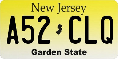 NJ license plate A52CLQ