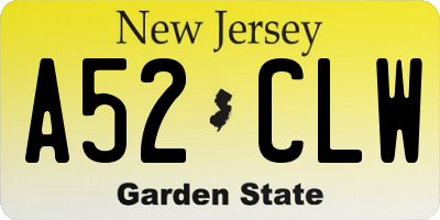 NJ license plate A52CLW