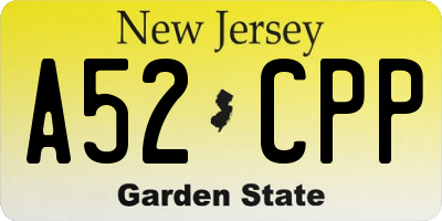 NJ license plate A52CPP