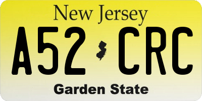 NJ license plate A52CRC