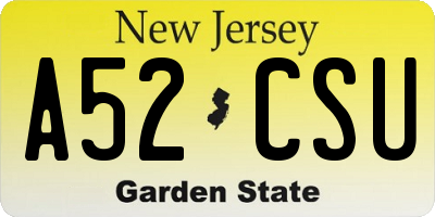 NJ license plate A52CSU