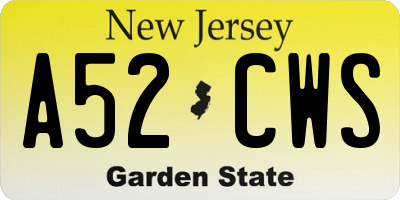 NJ license plate A52CWS