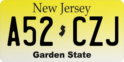 NJ license plate A52CZJ