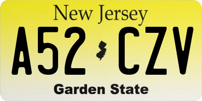 NJ license plate A52CZV