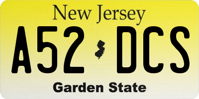 NJ license plate A52DCS