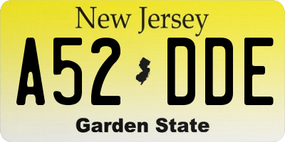 NJ license plate A52DDE