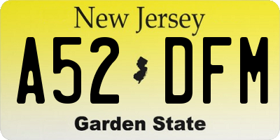 NJ license plate A52DFM