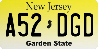 NJ license plate A52DGD