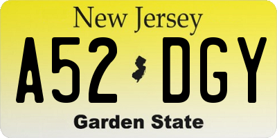 NJ license plate A52DGY