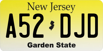 NJ license plate A52DJD