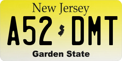 NJ license plate A52DMT