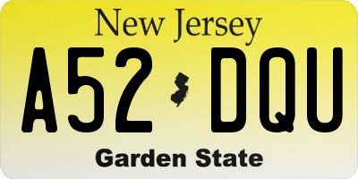 NJ license plate A52DQU