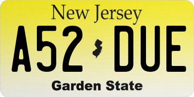 NJ license plate A52DUE