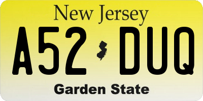NJ license plate A52DUQ