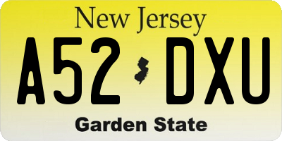 NJ license plate A52DXU