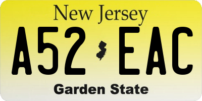 NJ license plate A52EAC