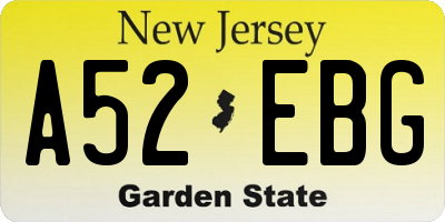 NJ license plate A52EBG