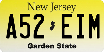 NJ license plate A52EIM