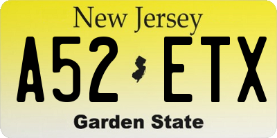 NJ license plate A52ETX
