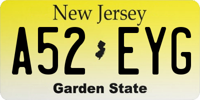 NJ license plate A52EYG
