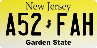 NJ license plate A52FAH
