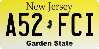 NJ license plate A52FCI