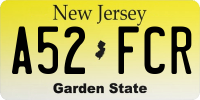 NJ license plate A52FCR