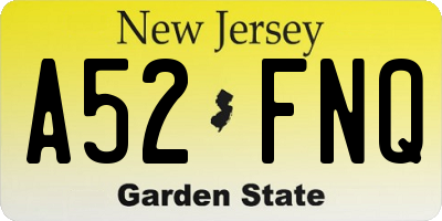 NJ license plate A52FNQ