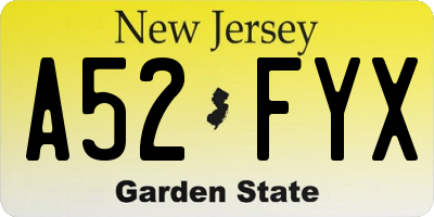 NJ license plate A52FYX