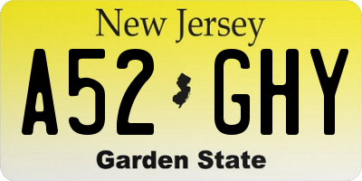 NJ license plate A52GHY