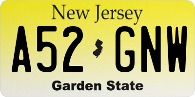 NJ license plate A52GNW