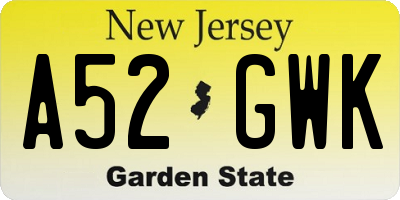 NJ license plate A52GWK