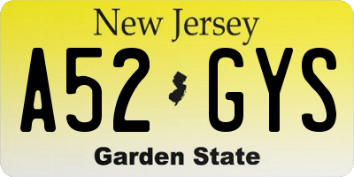 NJ license plate A52GYS