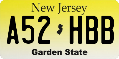 NJ license plate A52HBB