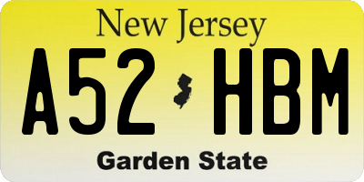 NJ license plate A52HBM