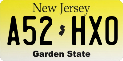 NJ license plate A52HXO