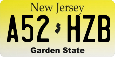 NJ license plate A52HZB
