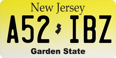 NJ license plate A52IBZ