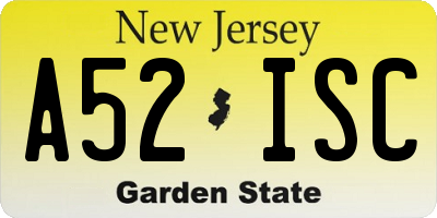 NJ license plate A52ISC