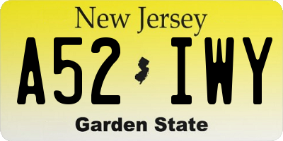 NJ license plate A52IWY