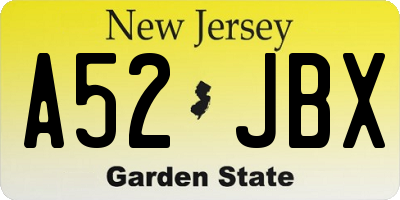 NJ license plate A52JBX