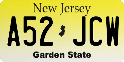 NJ license plate A52JCW