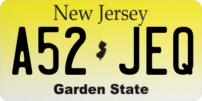 NJ license plate A52JEQ